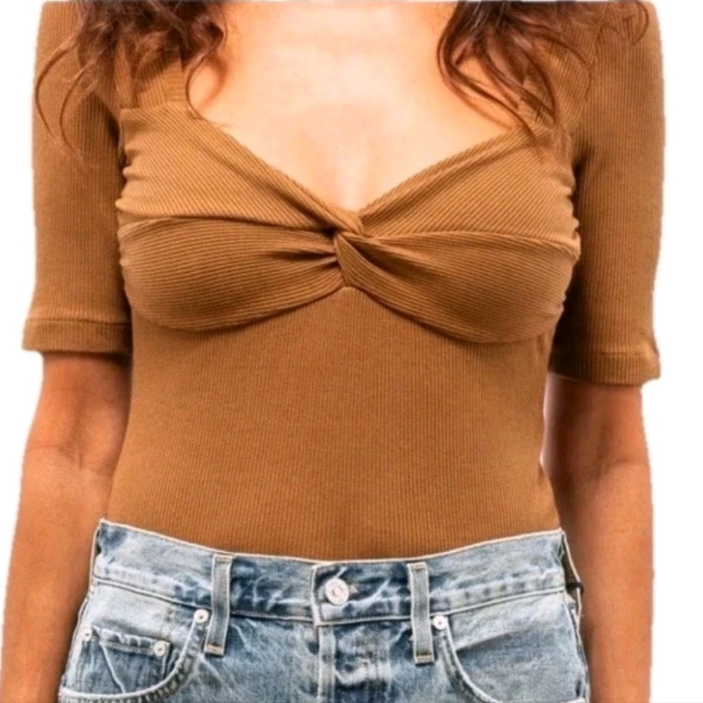Citizens Of Humanity Parie Twist Top Malt Ball Brown  Size M NWOT